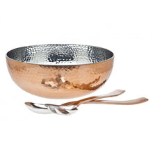 Load image into Gallery viewer, Hammered Copper Salad Bowl (w/ Servers)
