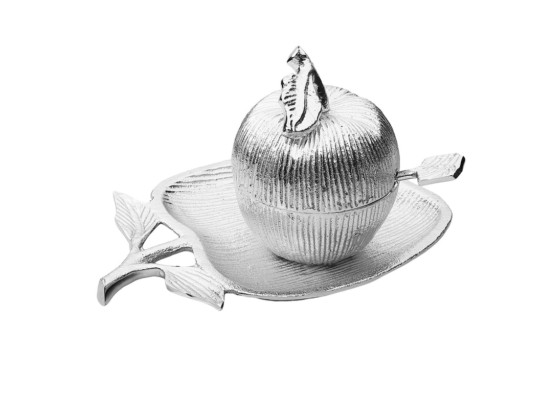 Silver Apple Shaped Dish with Removable Honey Jar by Classic Touch