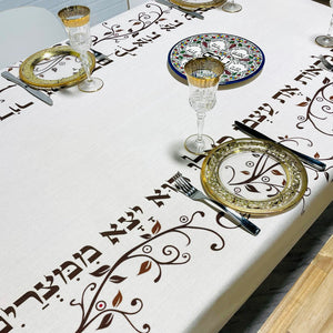 Classic Passover (פסח Pesach) Tablecloth + FREE Matching Matzah Cover