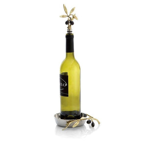 Olive Branch Wine Coaster & Stopper Set By Michael Aram