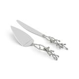 Load image into Gallery viewer, White Orchid Wedding Cake Knife &amp; Server Set By Michael Aram
