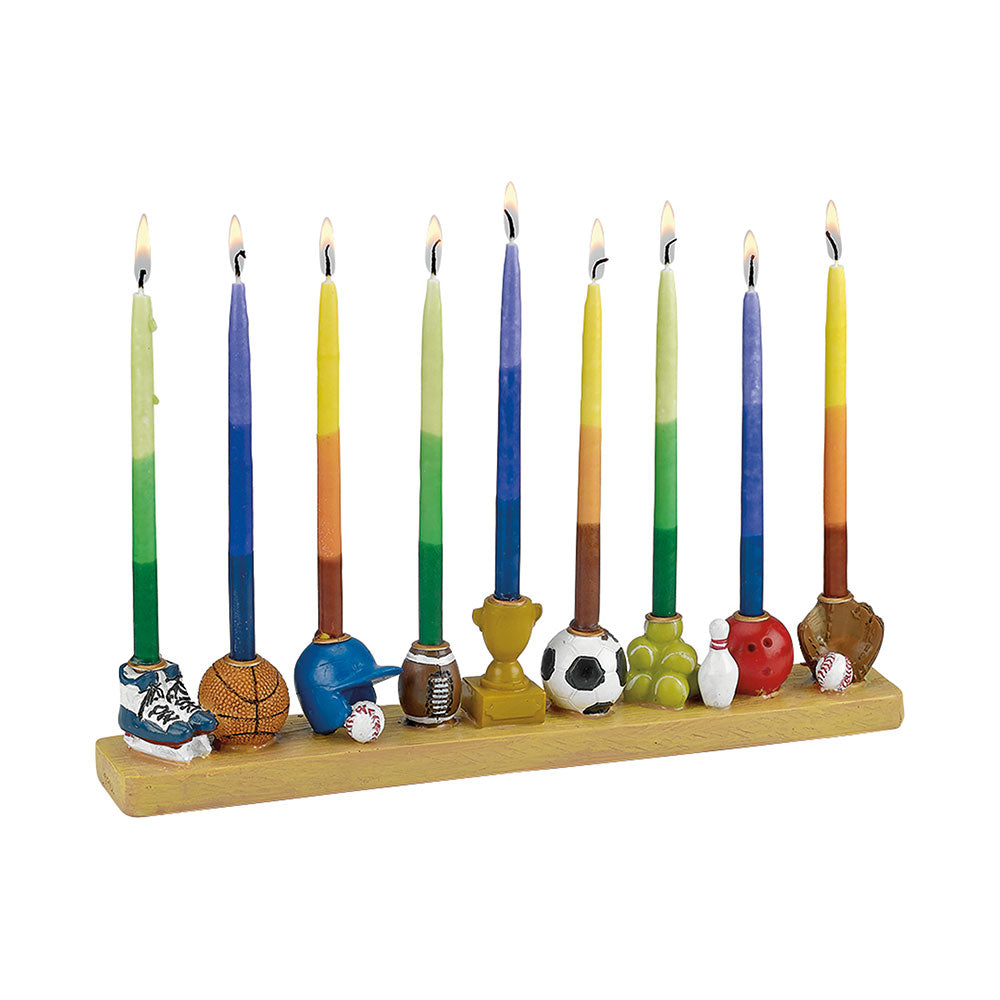 Assorted Sports Menorah Hand-painted Poly Resin