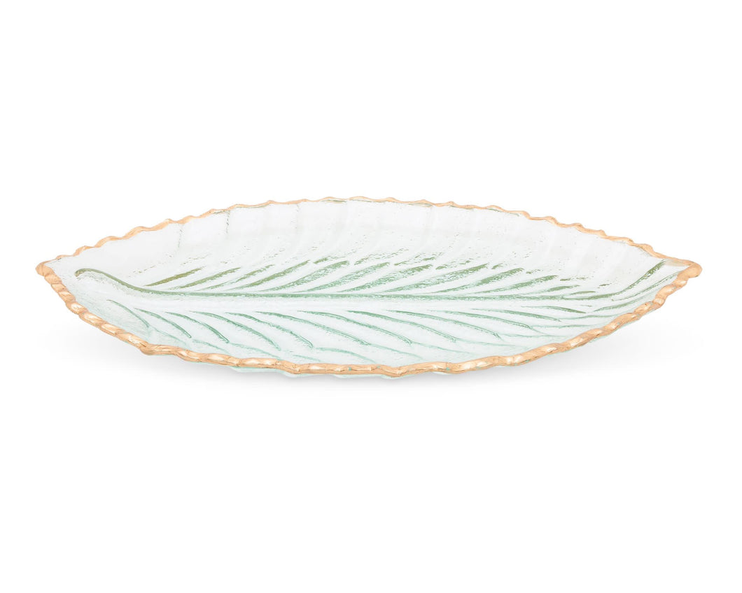 Glass Leaf Dish With Gold Edge
